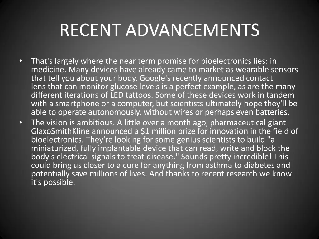 recent advancements