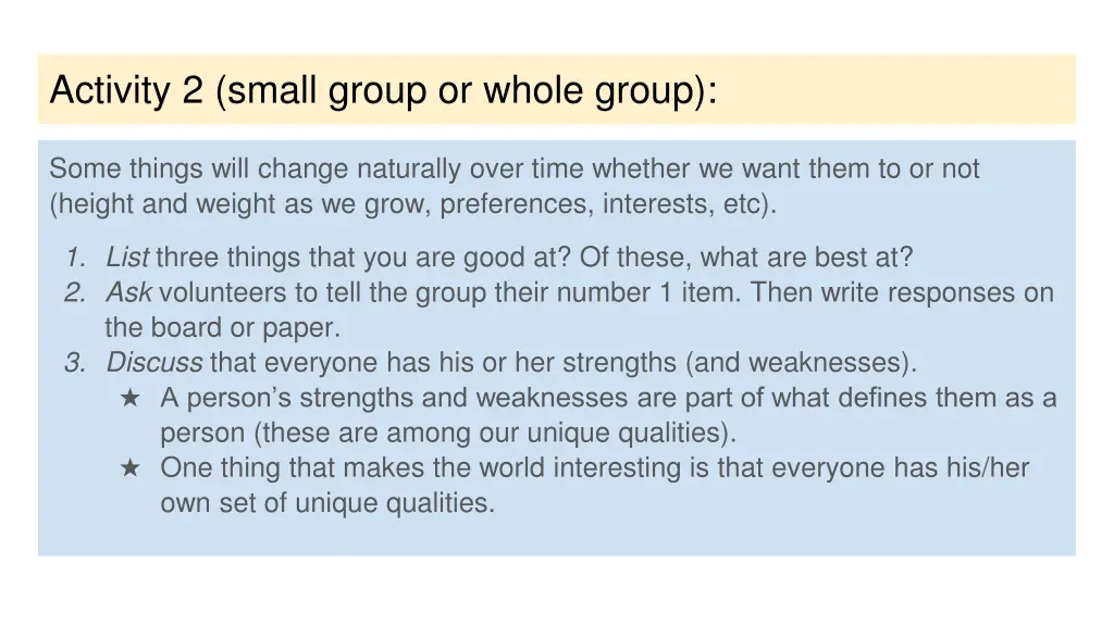 activity 2 small group or whole group