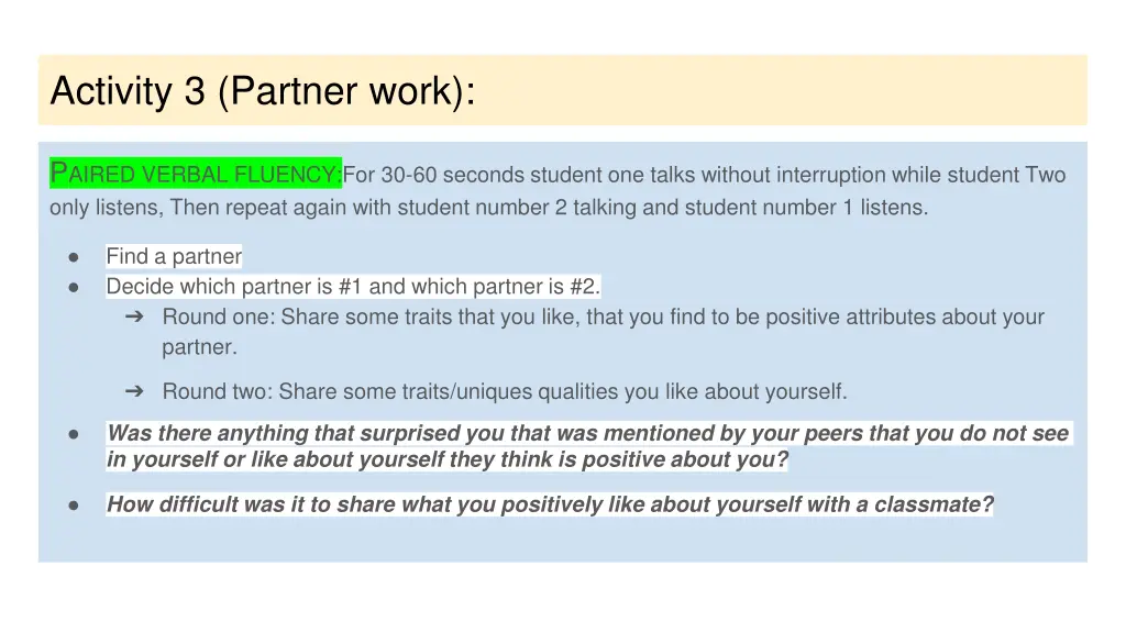 activity 3 partner work