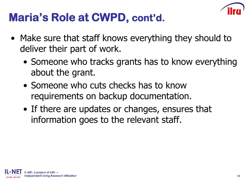 maria s role at maria s role at cwpd