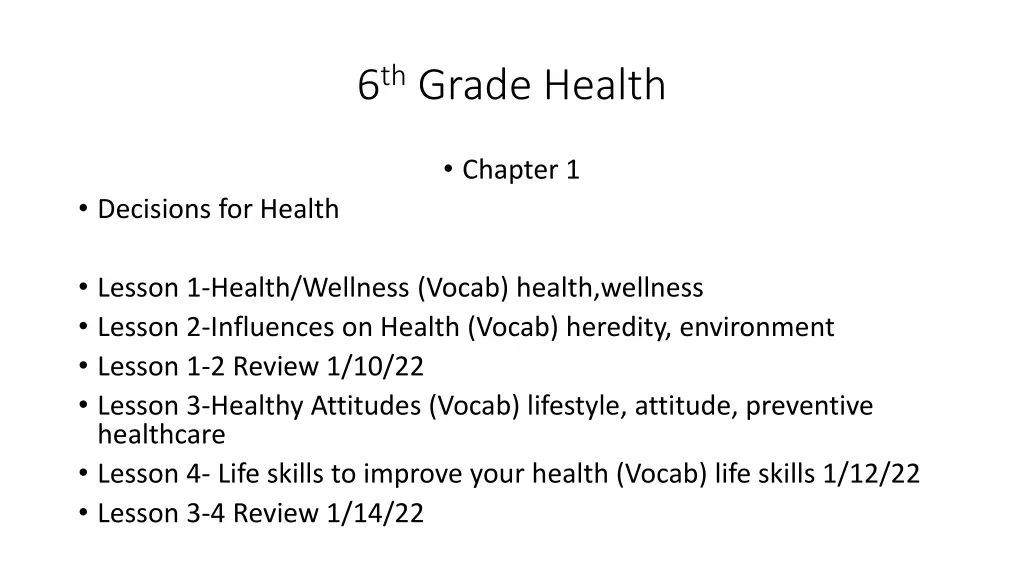 6 th grade health