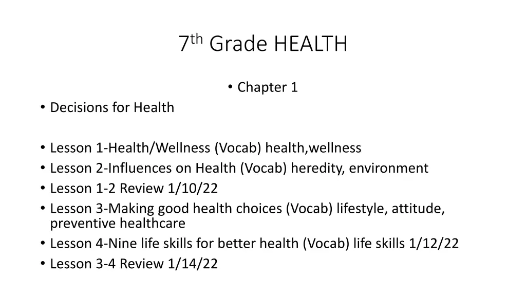 7 th grade health