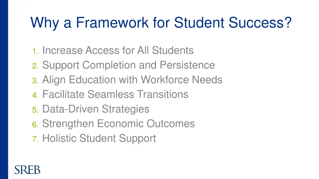 why a framework for student success