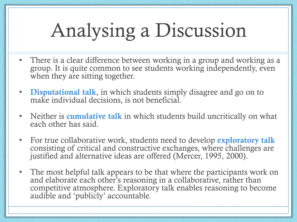 analysing a discussion