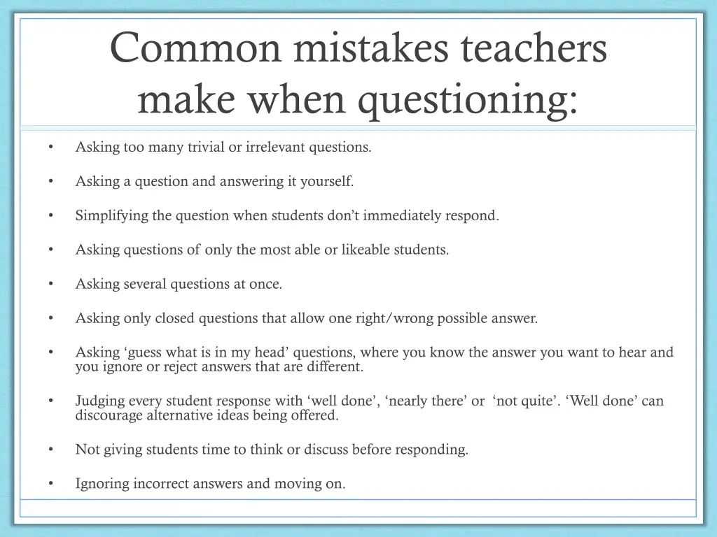 common mistakes teachers make when questioning