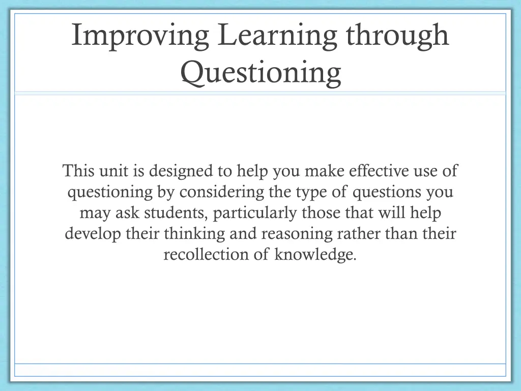 improving learning through questioning 1