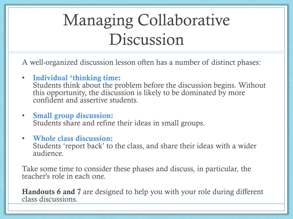 managing collaborative discussion