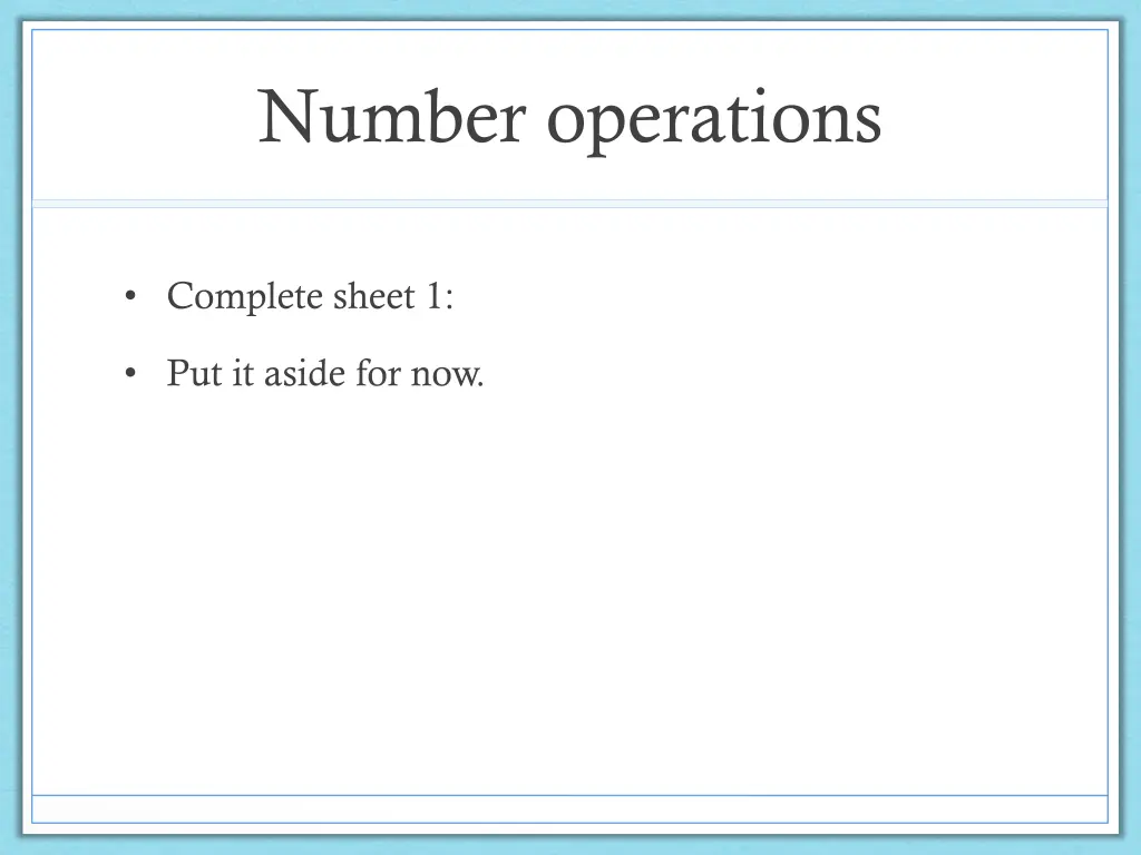 number operations 1