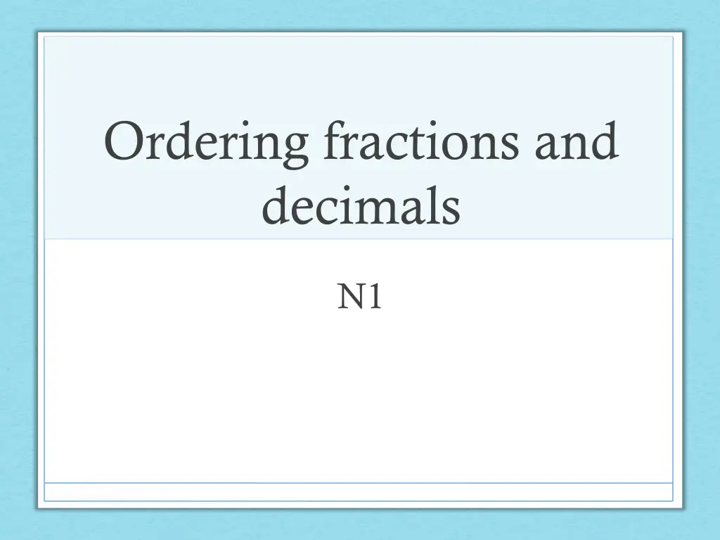 ordering fractions and decimals