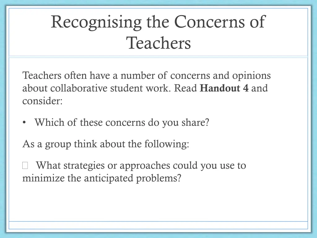 recognising the concerns of teachers