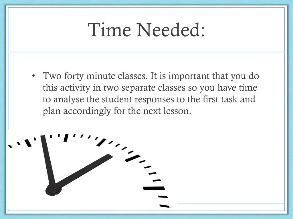 time needed