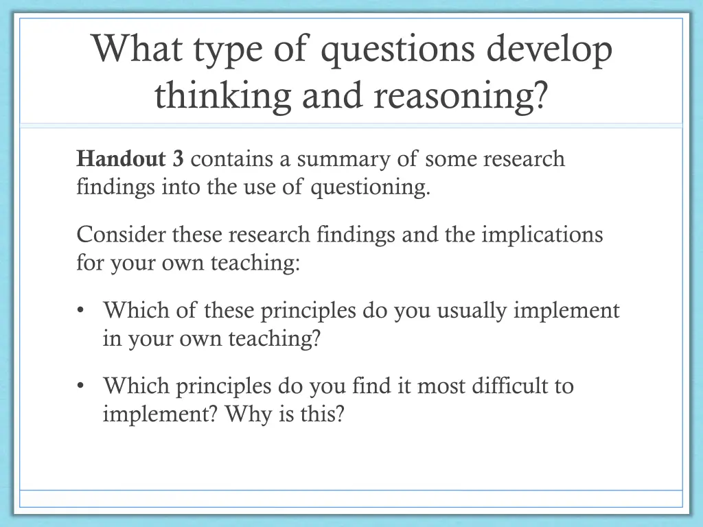 what type of questions develop thinking 1