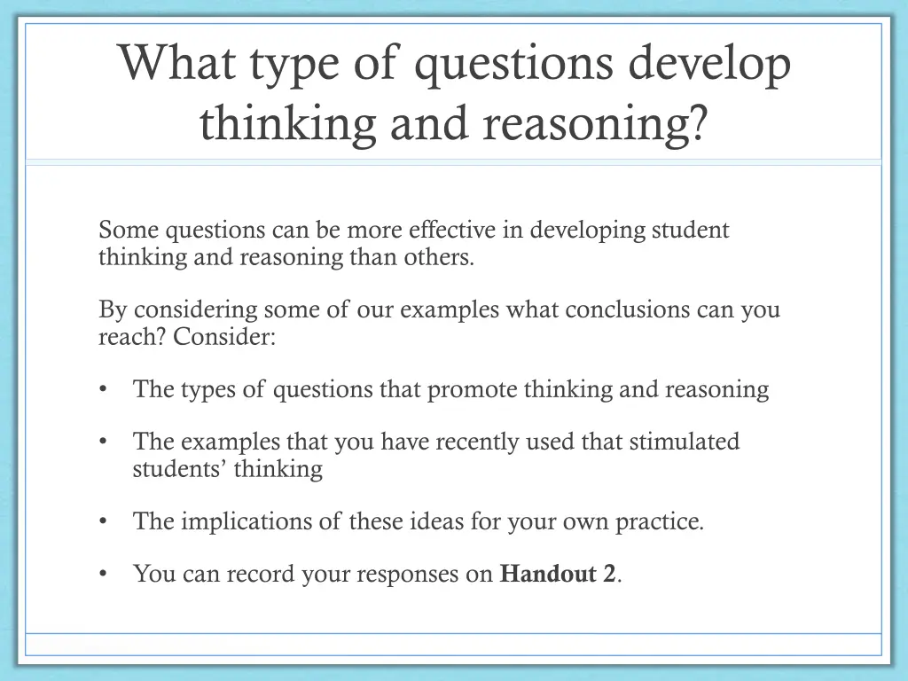 what type of questions develop thinking