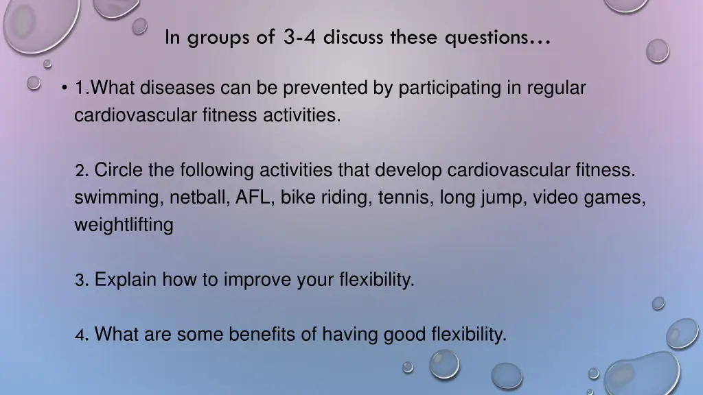 in groups of 3 4 discuss these questions