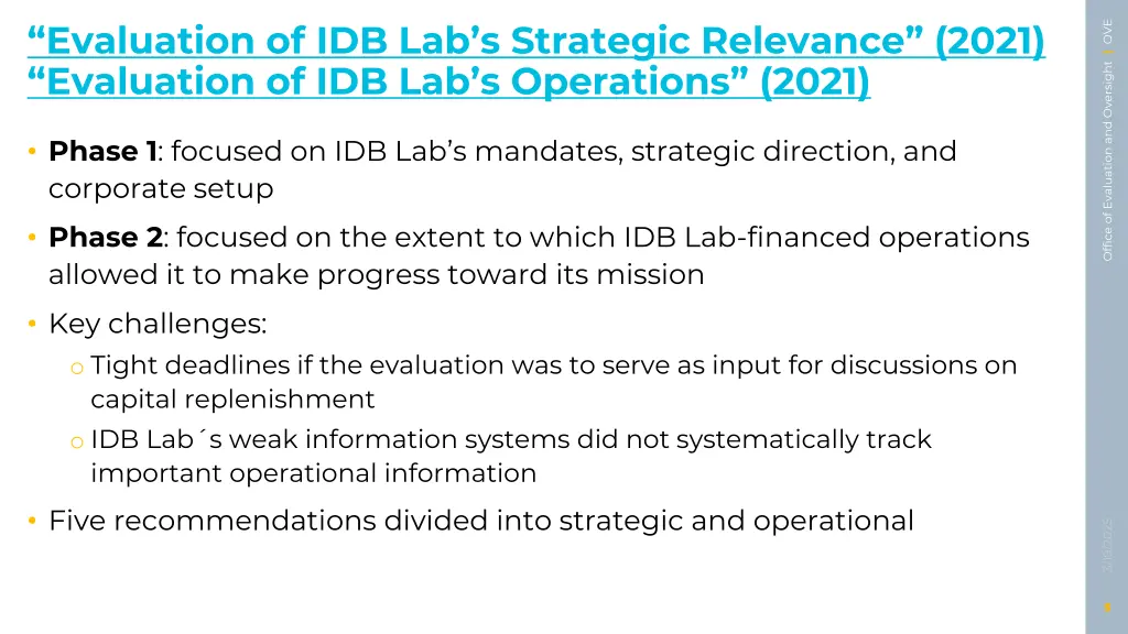 evaluation of idb lab s strategic relevance 2021