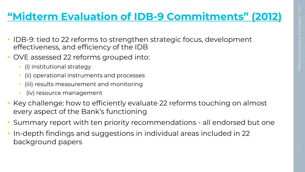 office of evaluation and oversight ove