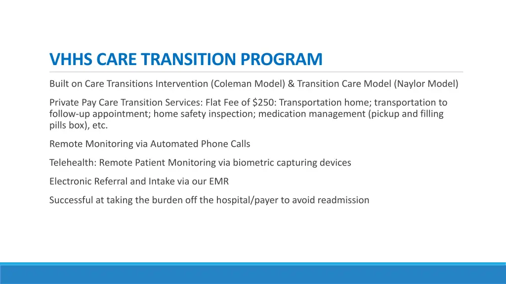 vhhs care transition program