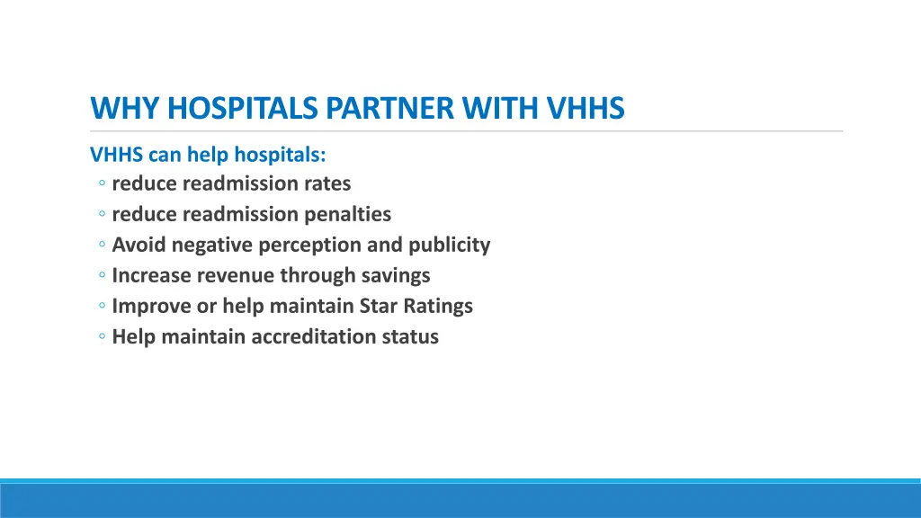 why hospitals partner with vhhs