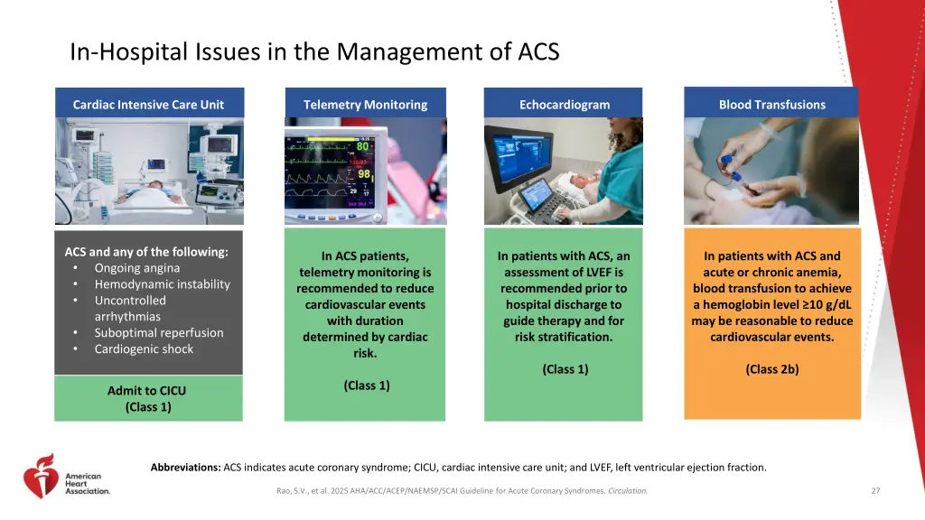 in hospital issues in the management of acs