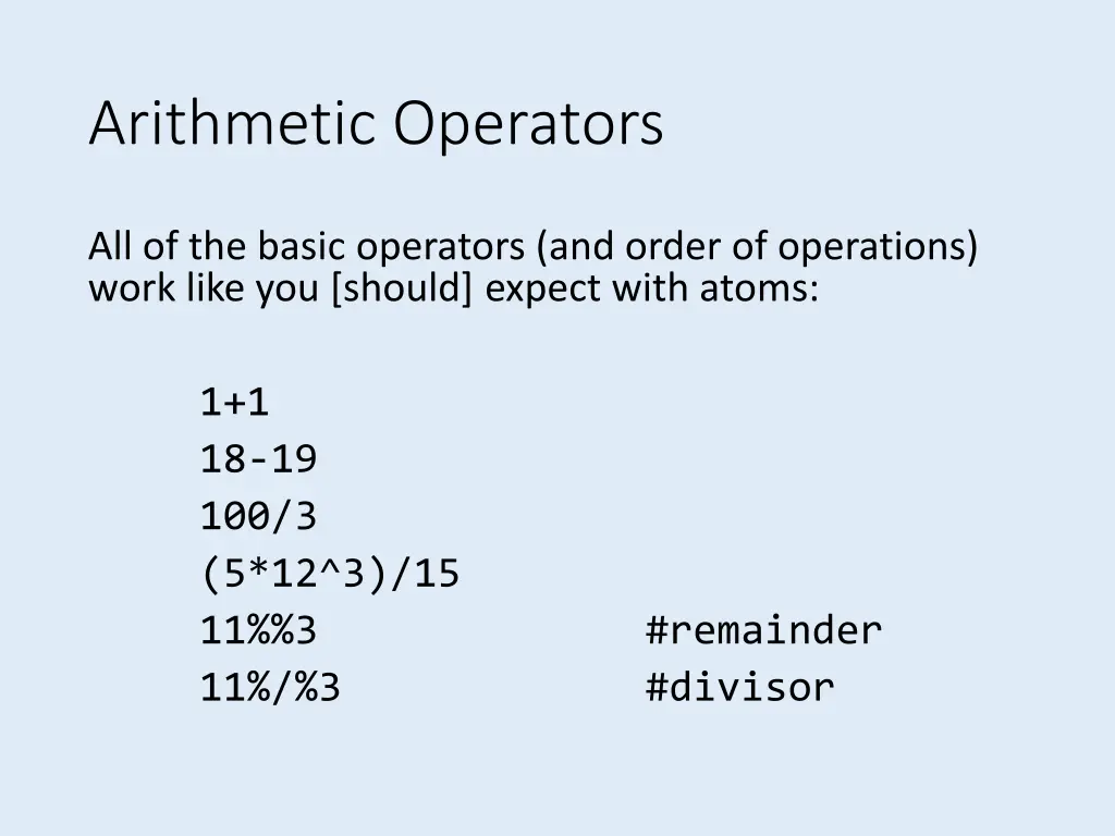 arithmetic operators