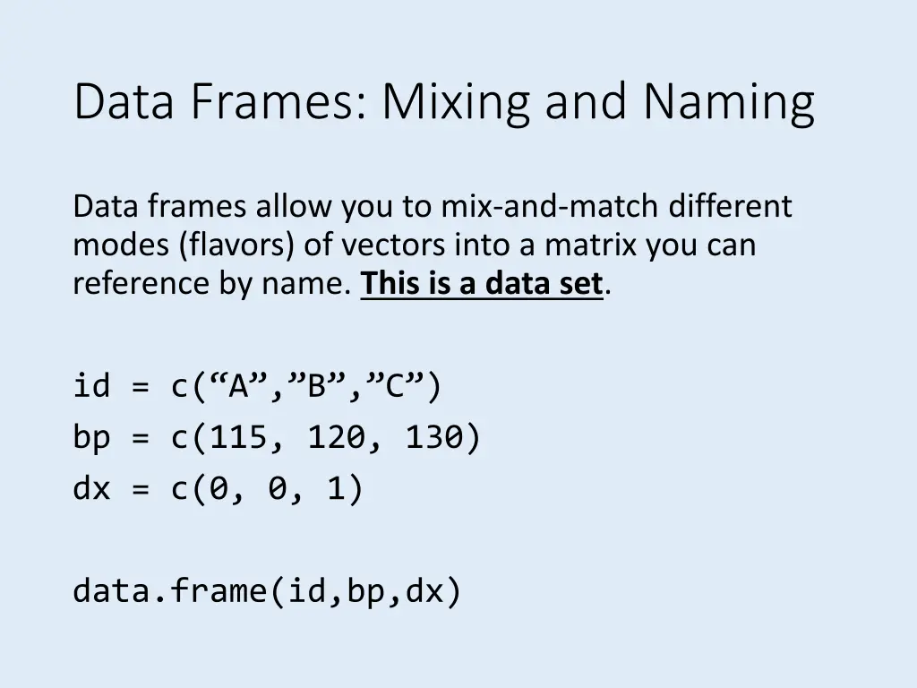 data frames mixing and naming