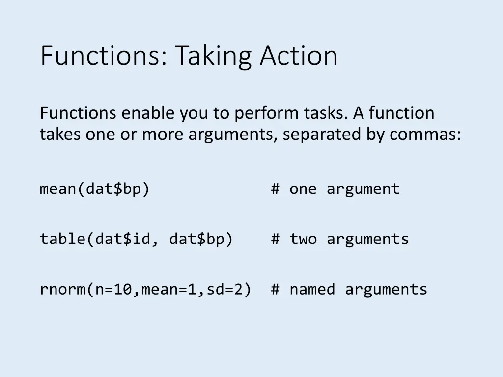 functions taking action