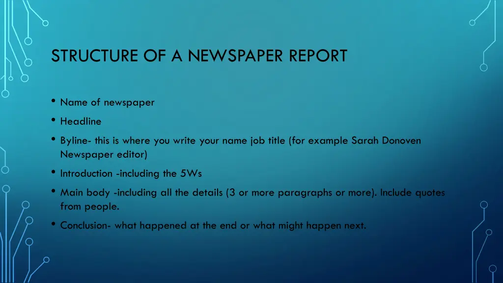 structure of a newspaper report