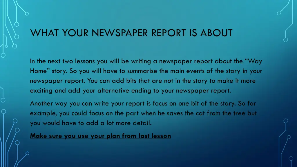 what your newspaper report is about