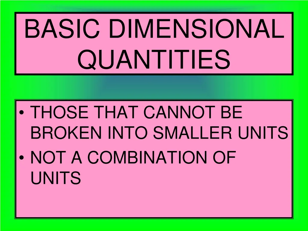 basic dimensional quantities