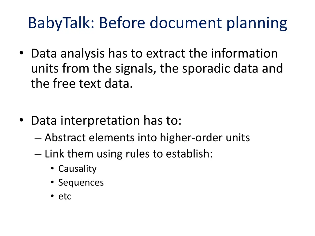 babytalk before document planning