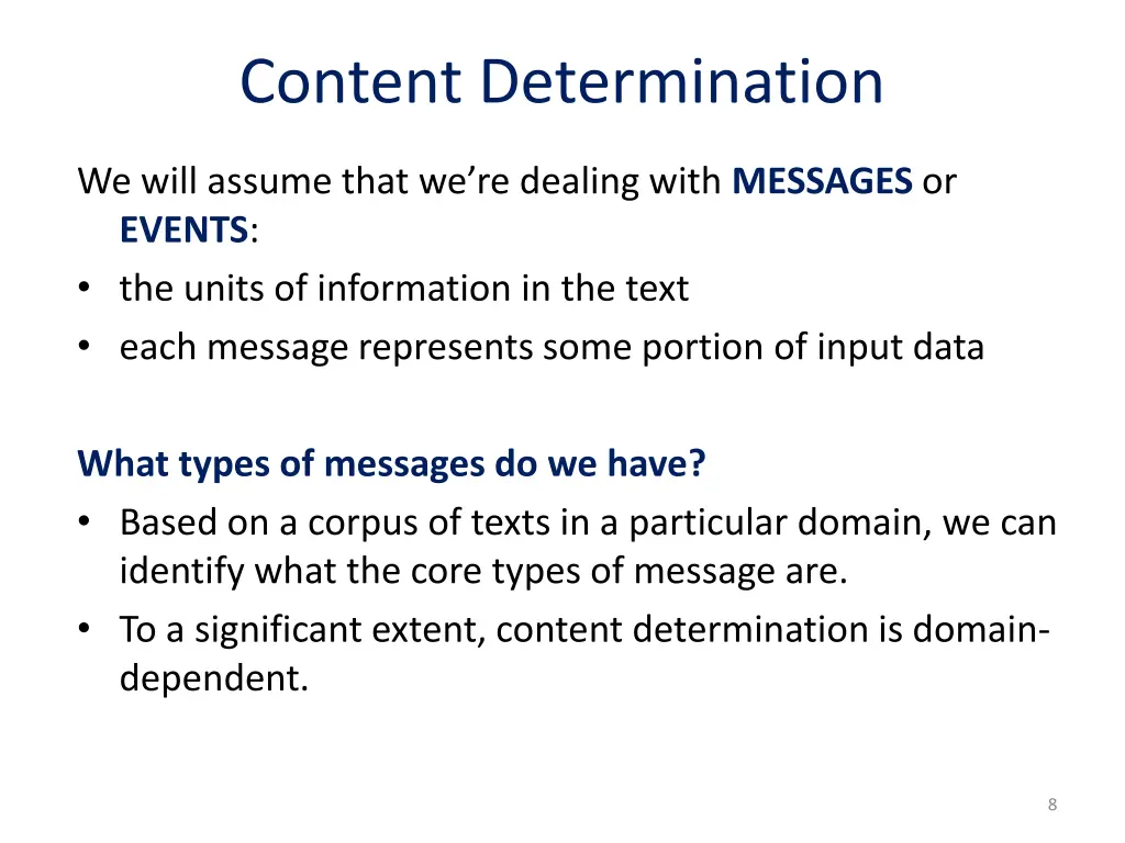 content determination