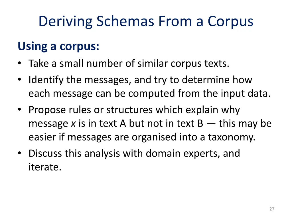 deriving schemas from a corpus