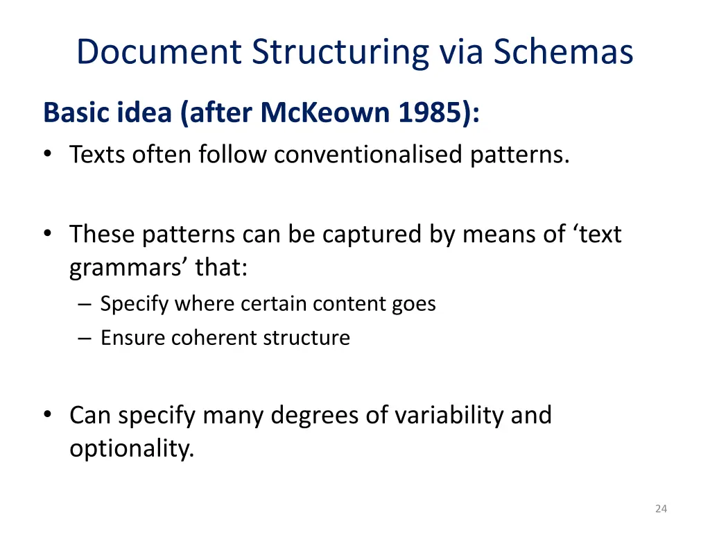 document structuring via schemas