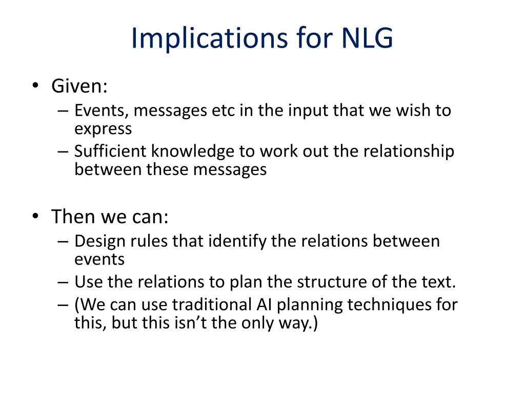 implications for nlg