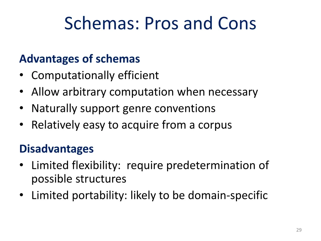 schemas pros and cons