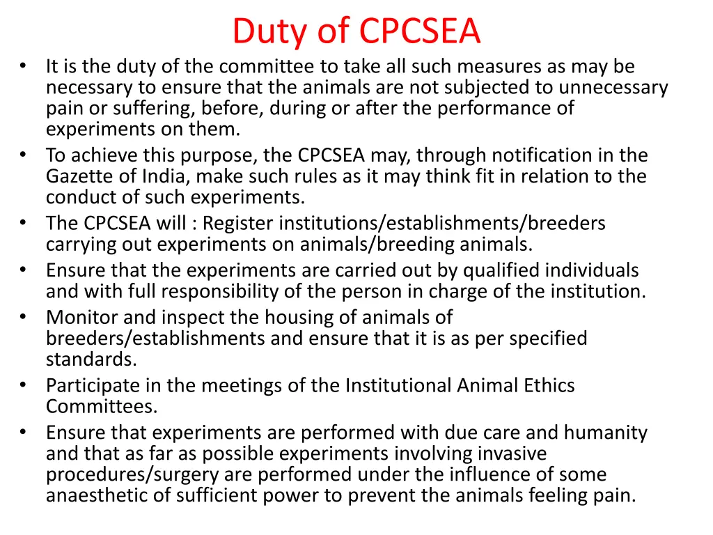 duty of cpcsea