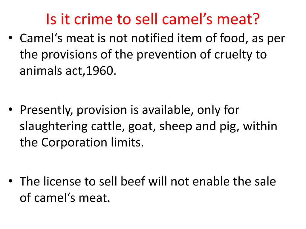is it crime to sell camel s meat camel s meat