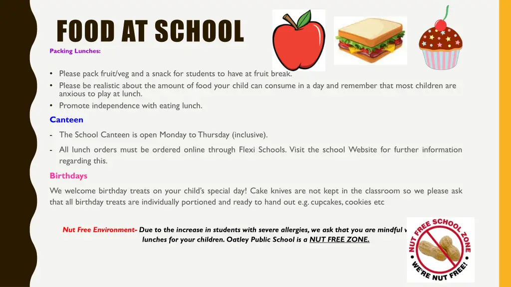 food at school packing lunches