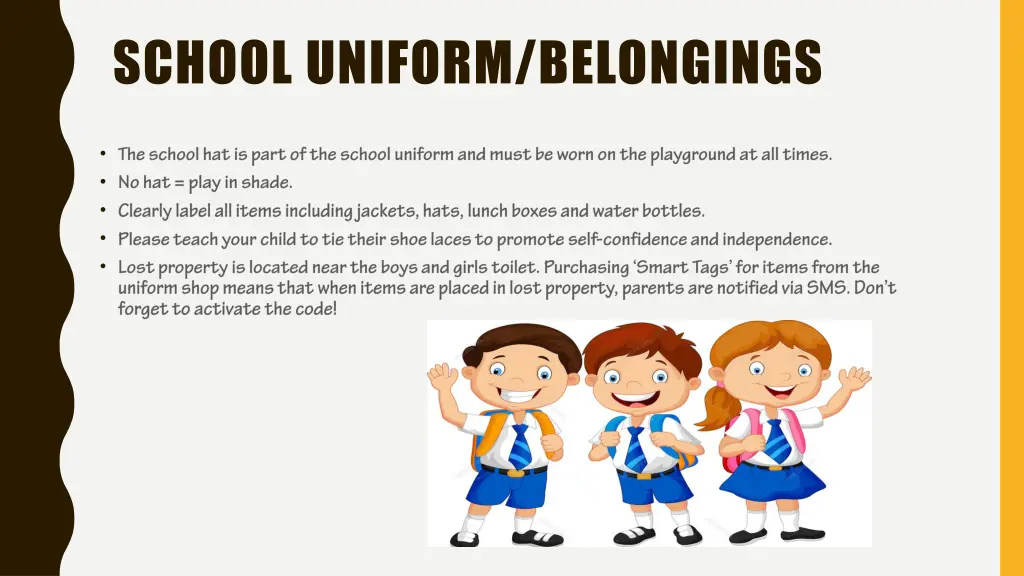school uniform belongings