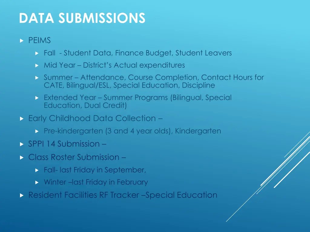 data submissions