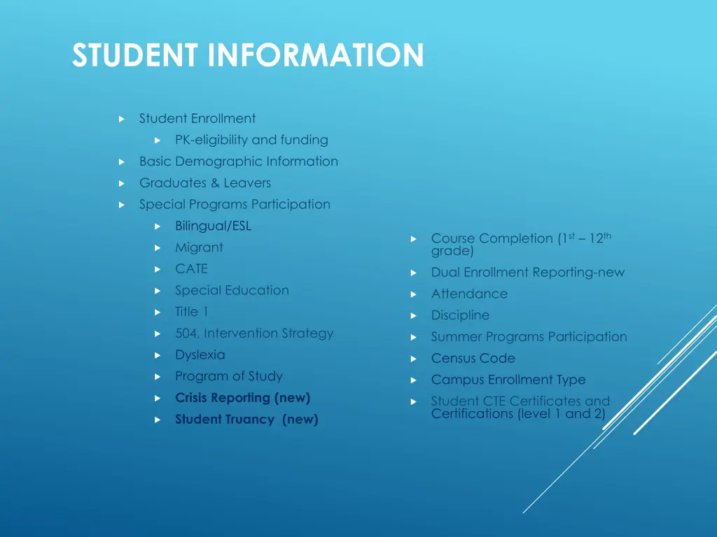 student information