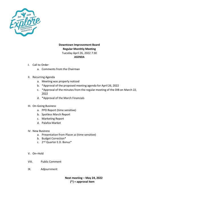 downtown improvement board regular monthly