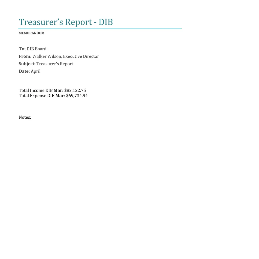 treasurer s report dib