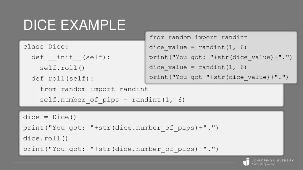 dice example