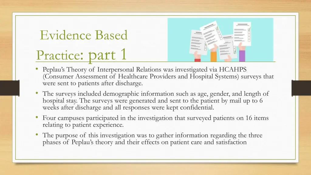 evidence based practice part 1 peplau s theory