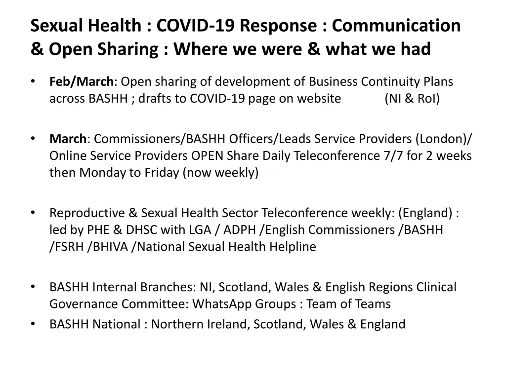sexual health covid 19 response communication