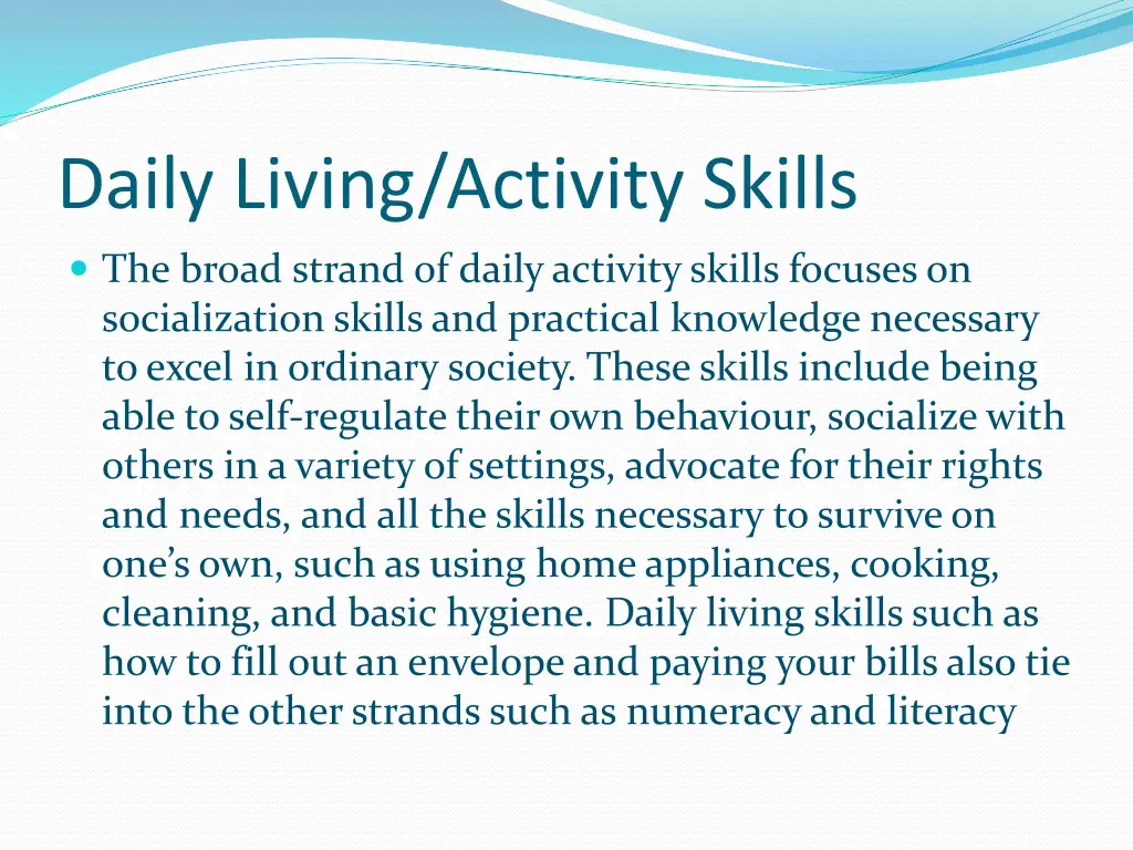daily living activity skills 1