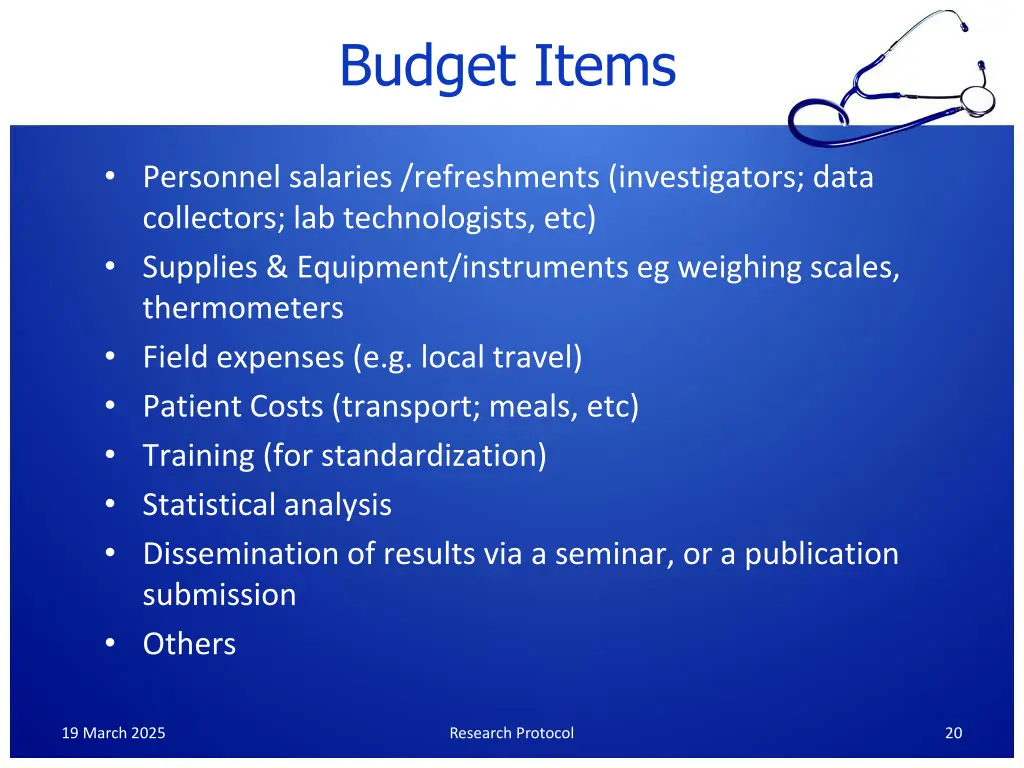 budget items