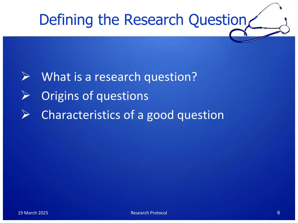 defining the research question