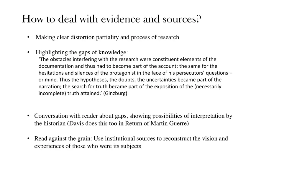 how to deal with evidence and sources